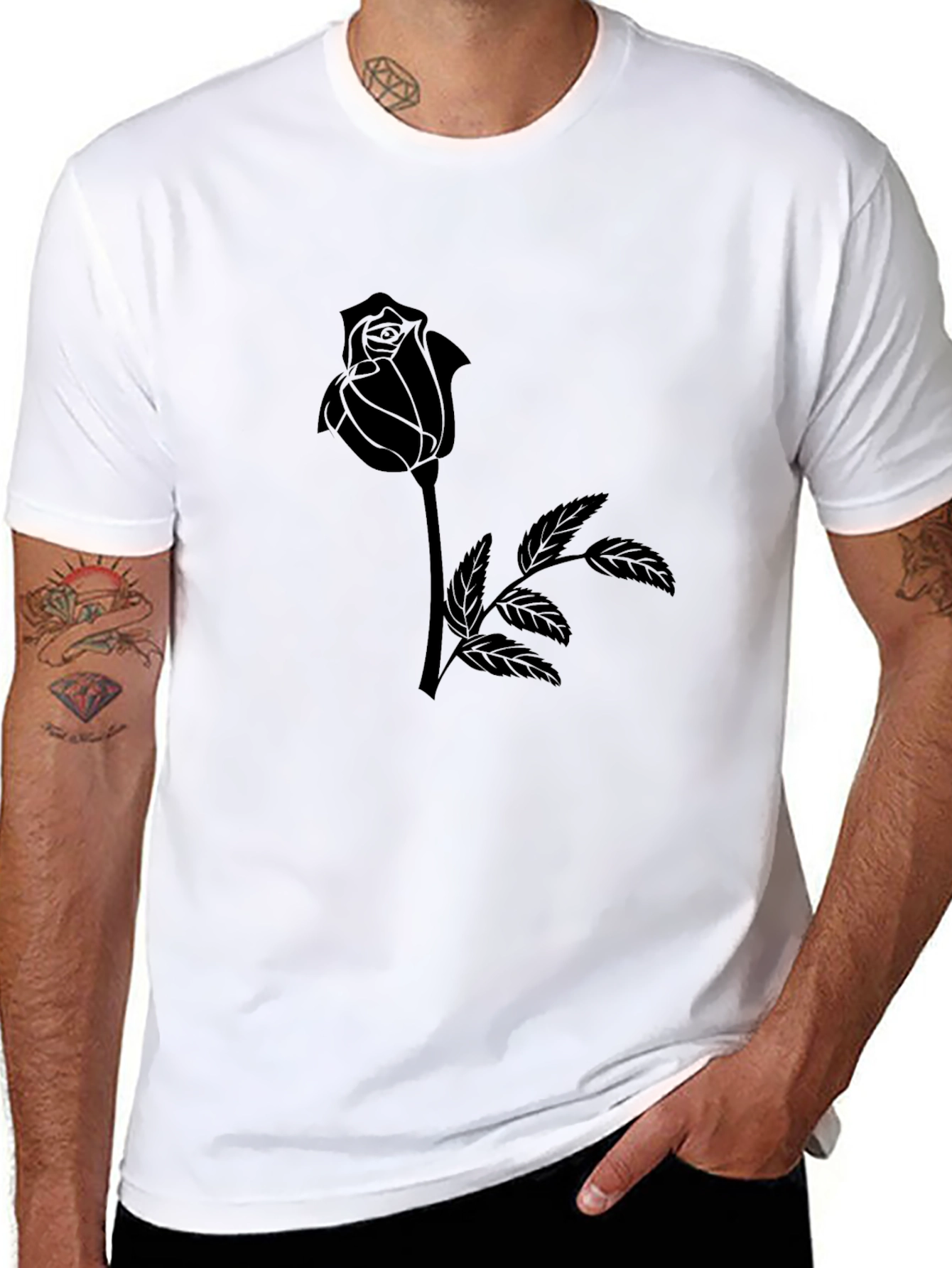 Black Rose Graphic Tee - Stylish Menswear