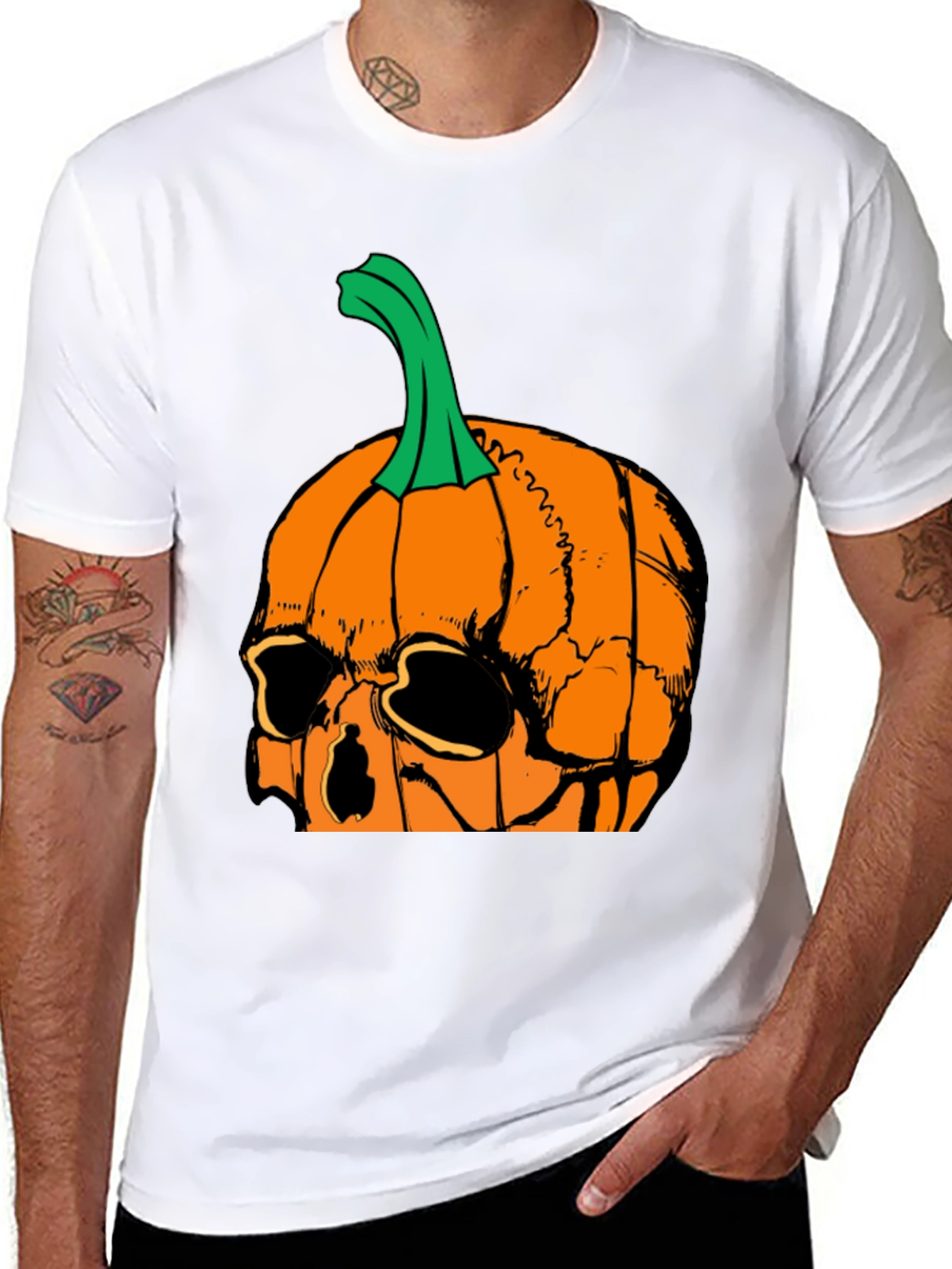 Pumpkin Skull Graphic Tee - Halloween