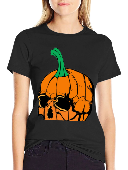 Pumpkin Skull Graphic Tee - Halloween