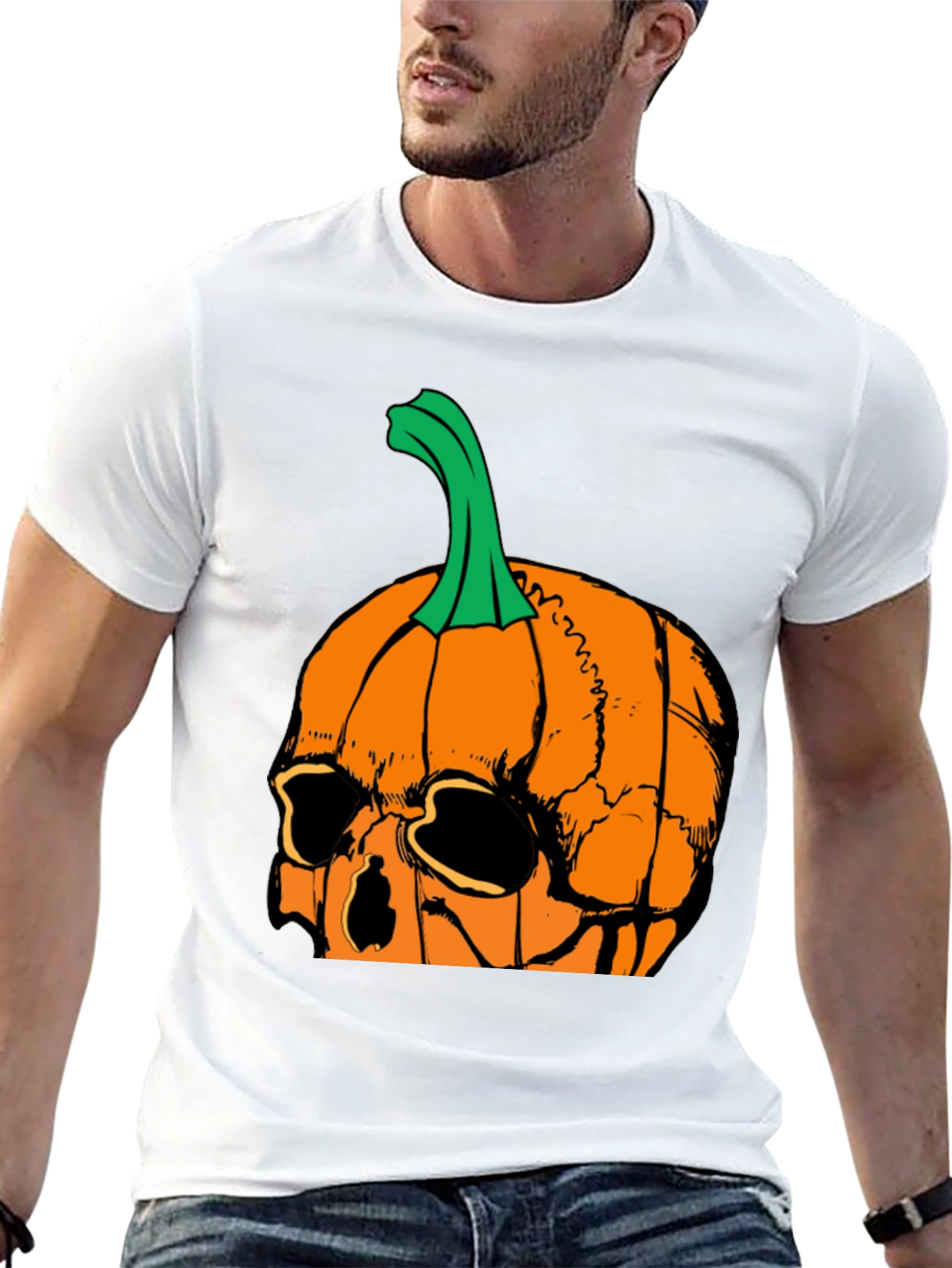 Pumpkin Skull Graphic Tee - Halloween