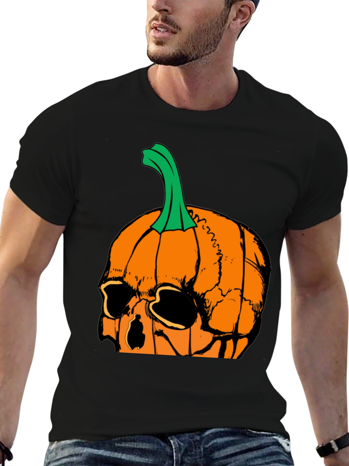 Pumpkin Skull Graphic Tee - Halloween