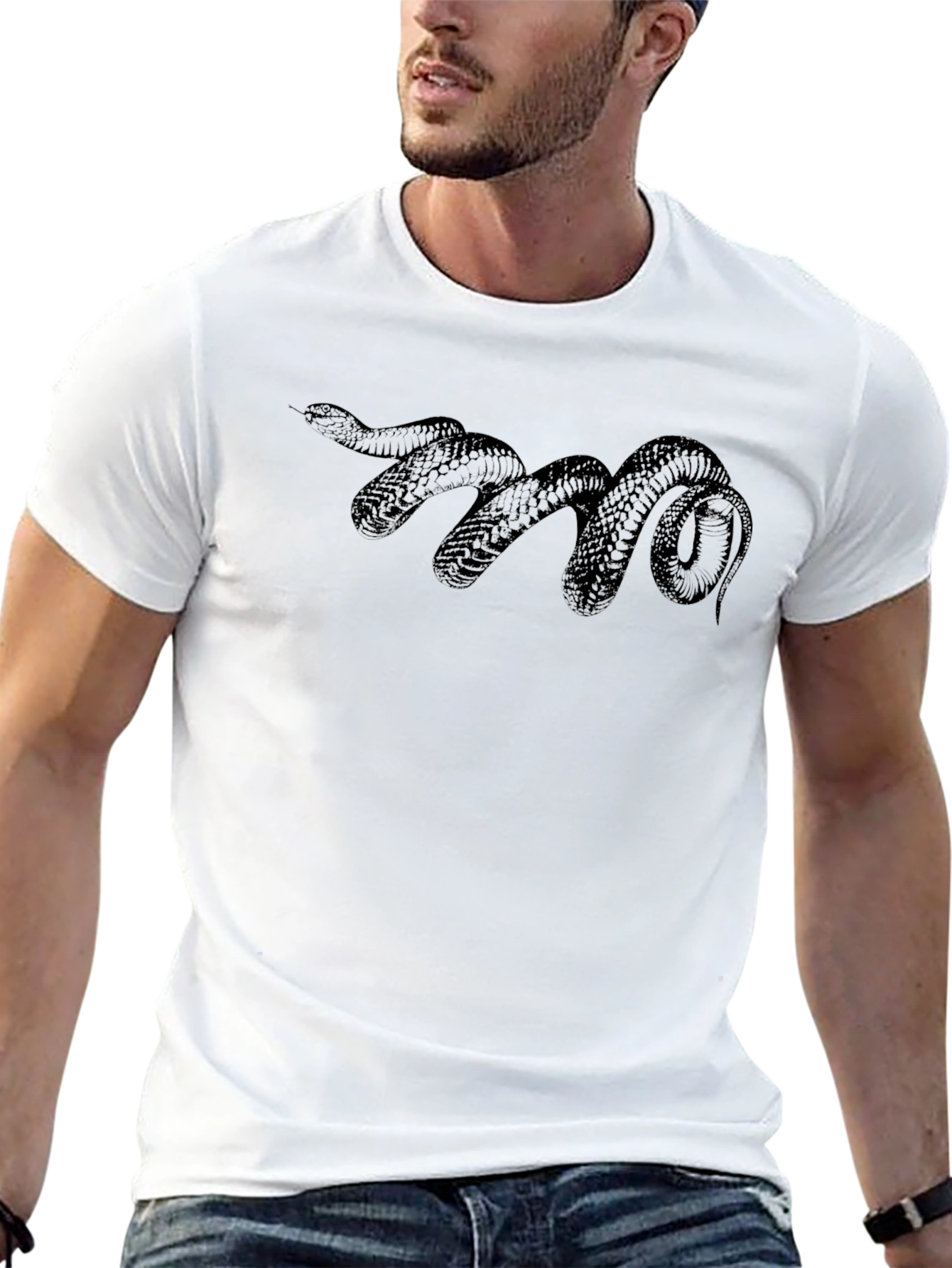 Black Snake Graphic T-Shirt - Mens Casual Tee