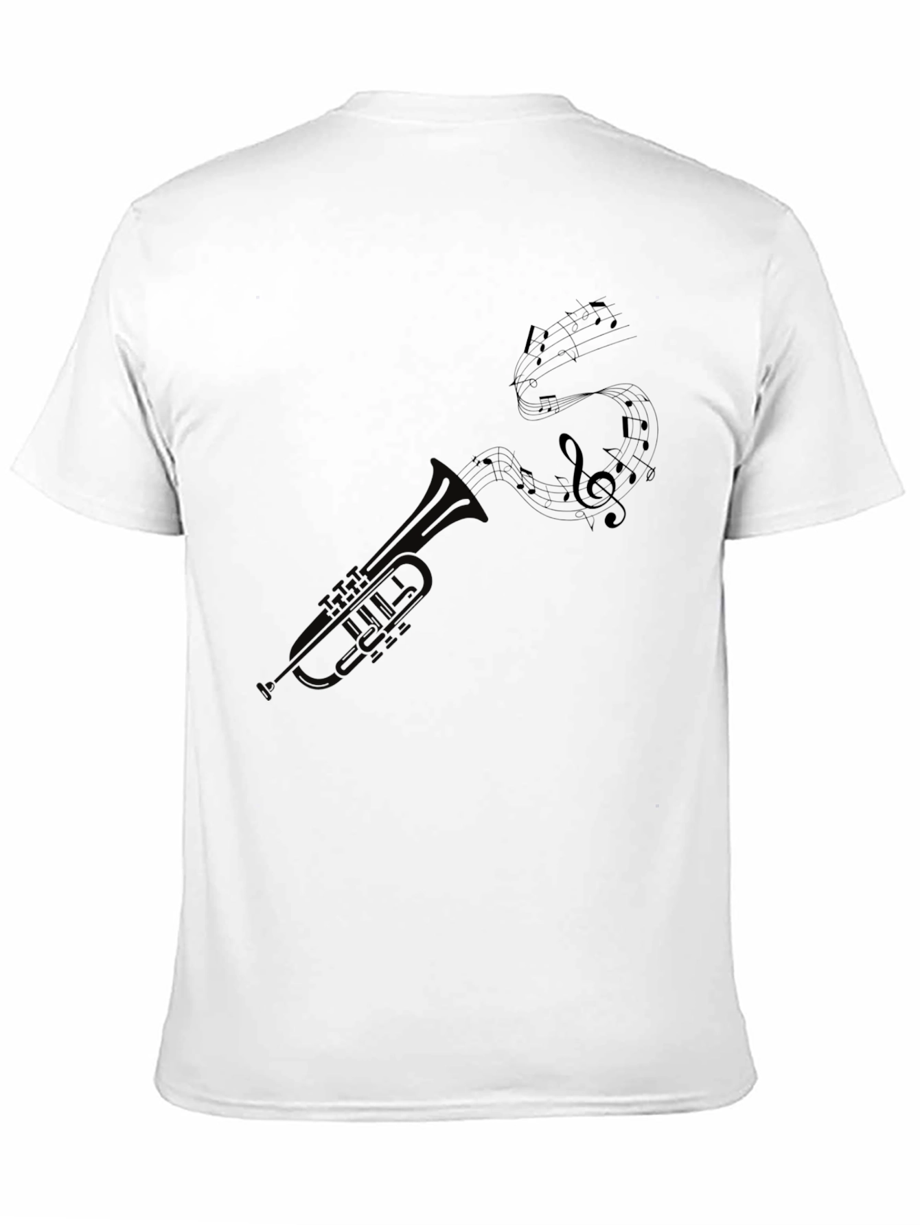 Trumpet and Music Notes Graphic Tee - Black