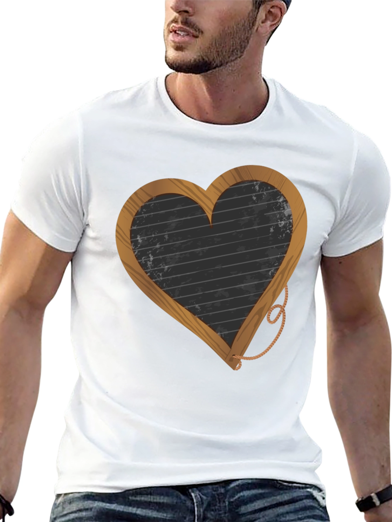 Heart-Shaped Blackboard Graphic T-Shirt