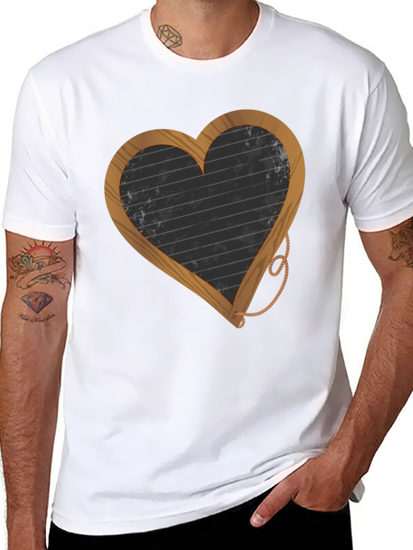 Heart-Shaped Blackboard Graphic T-Shirt