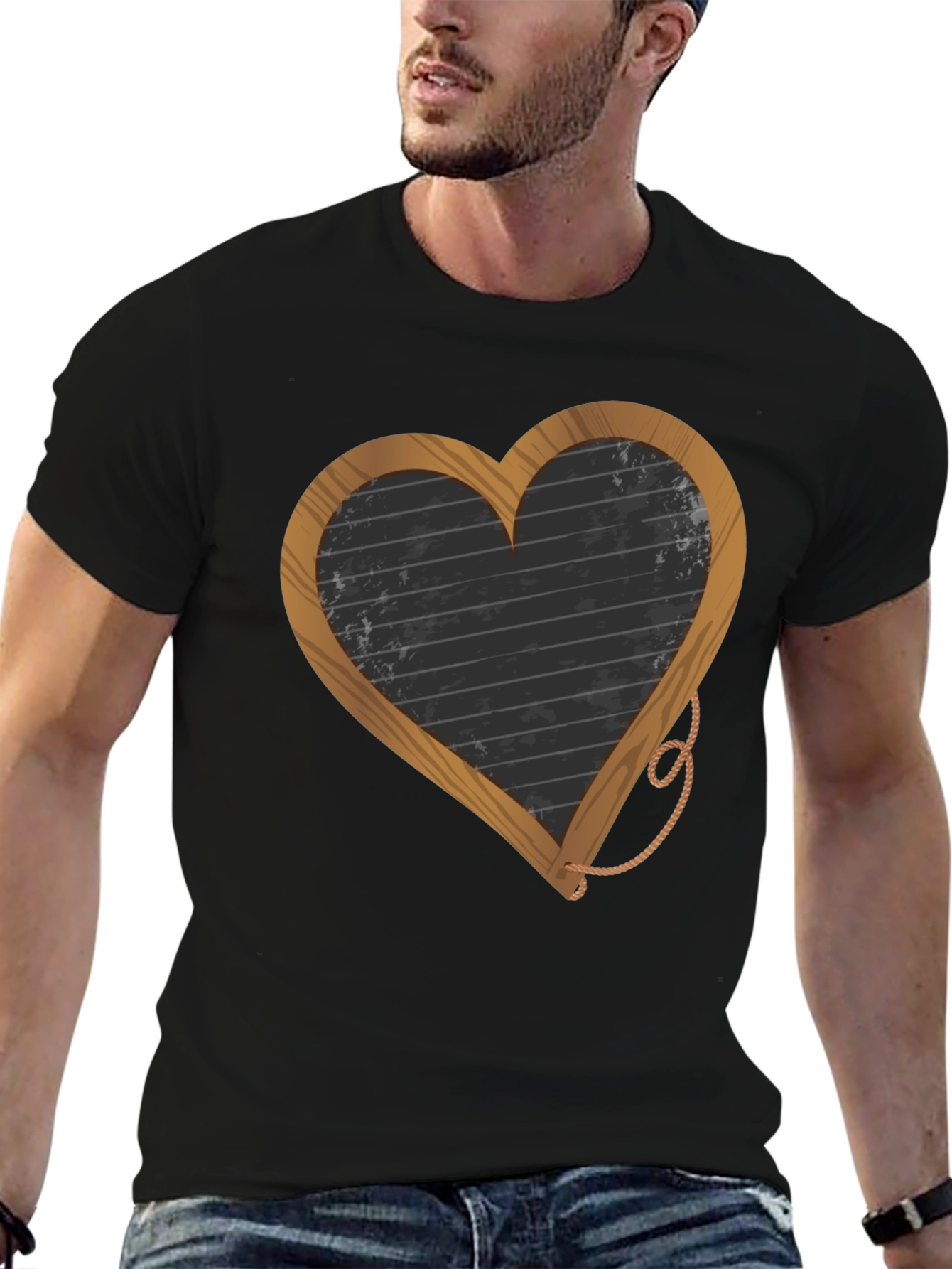 Heart-Shaped Blackboard Graphic T-Shirt