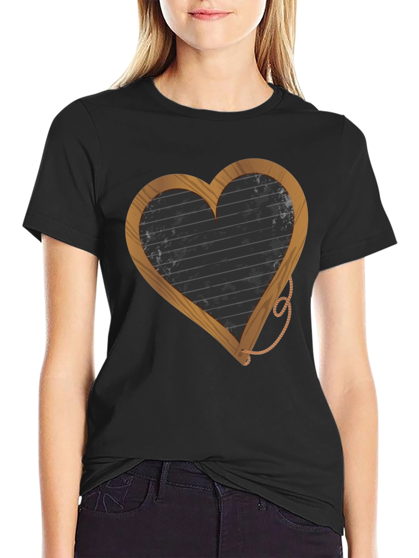 Heart-Shaped Blackboard Graphic T-Shirt