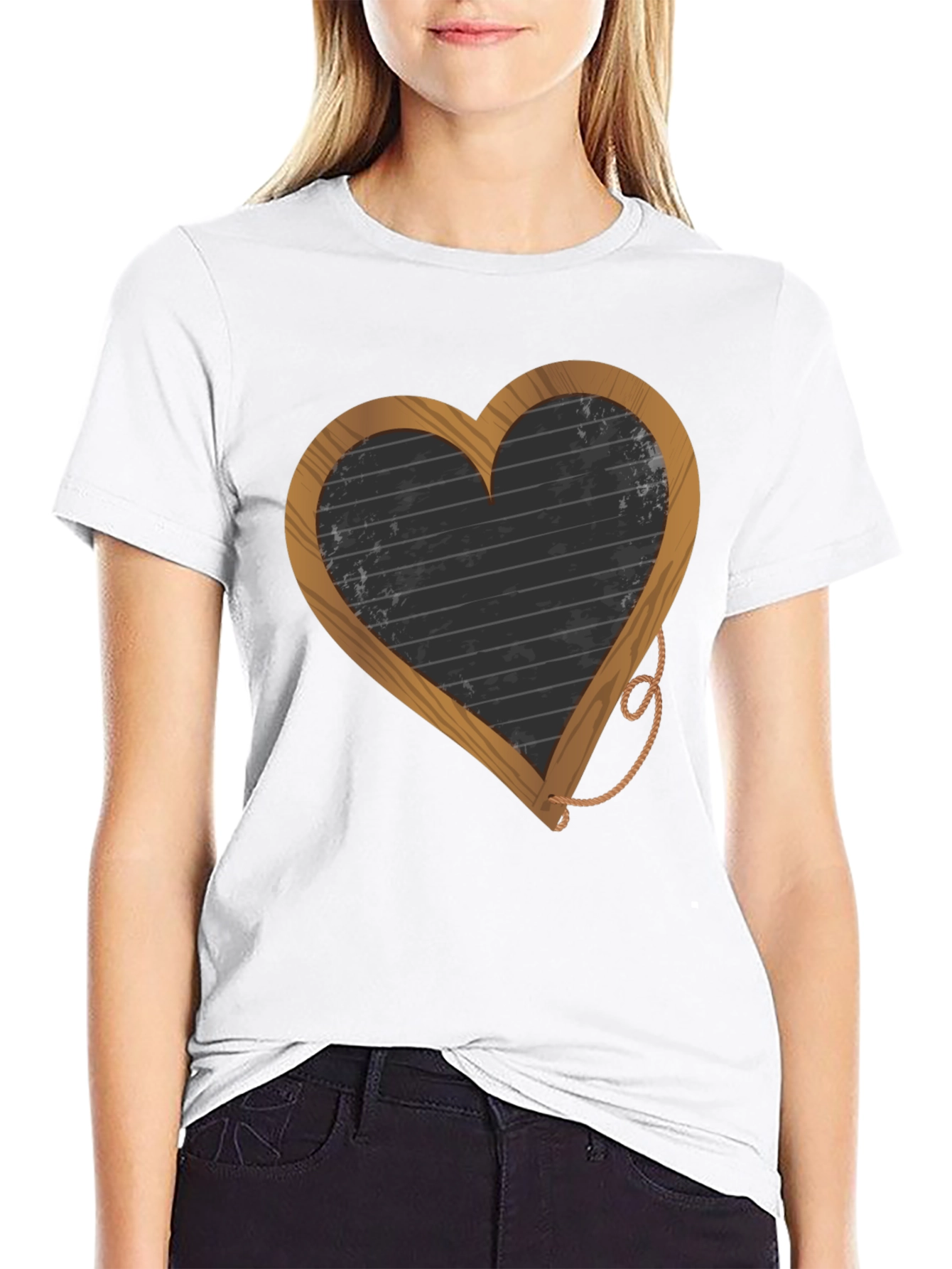 Heart-Shaped Blackboard Graphic T-Shirt
