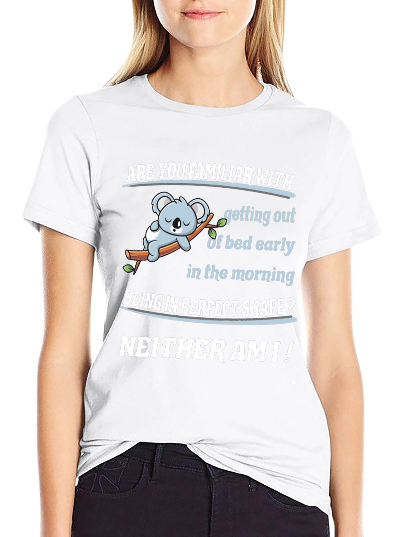 Funny Lazy Koala T-Shirt - Familiar With Mornings?