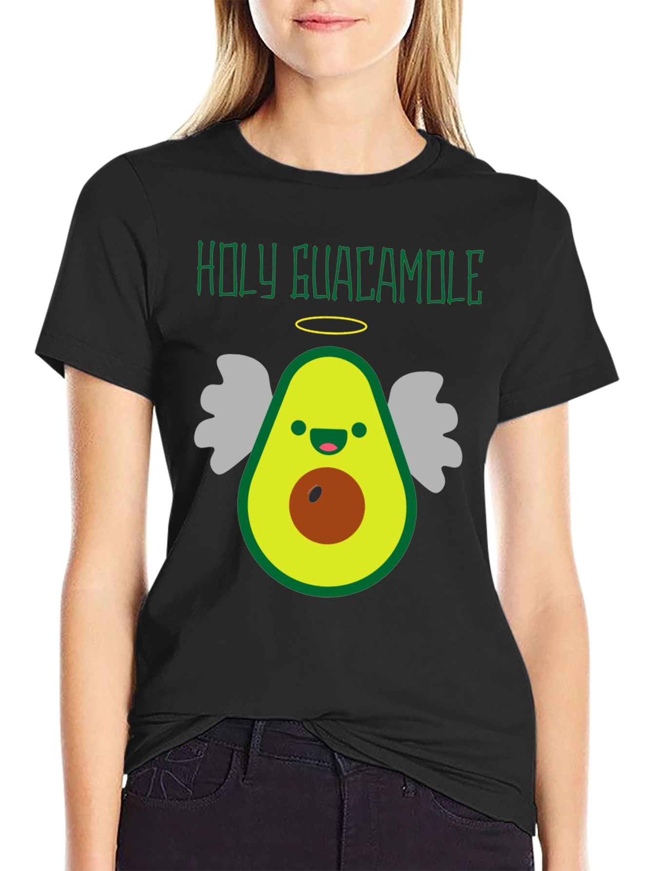 Holy Guacamole Funny Avocado Angel Graphic Tee