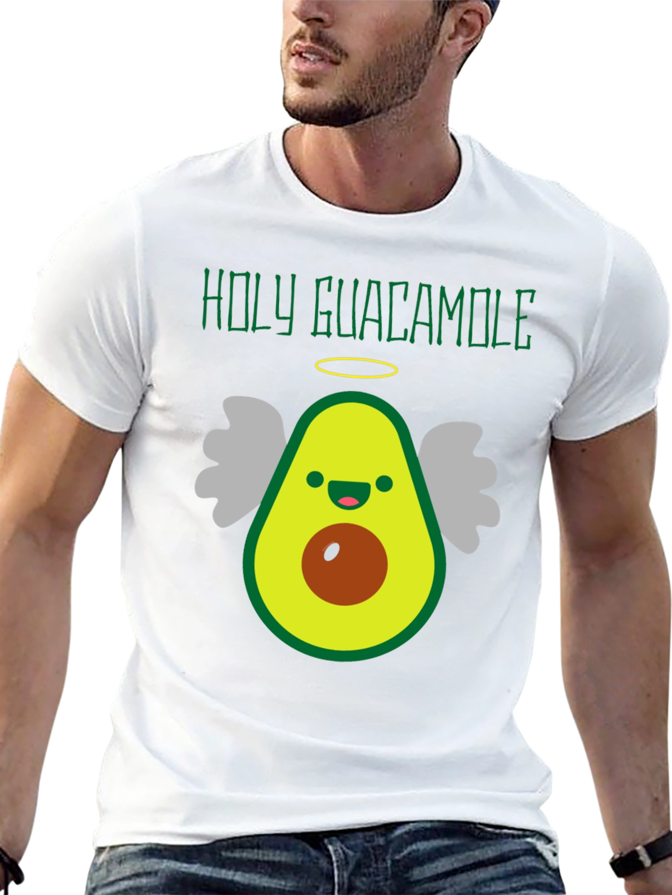 Holy Guacamole Funny Avocado Angel Graphic Tee