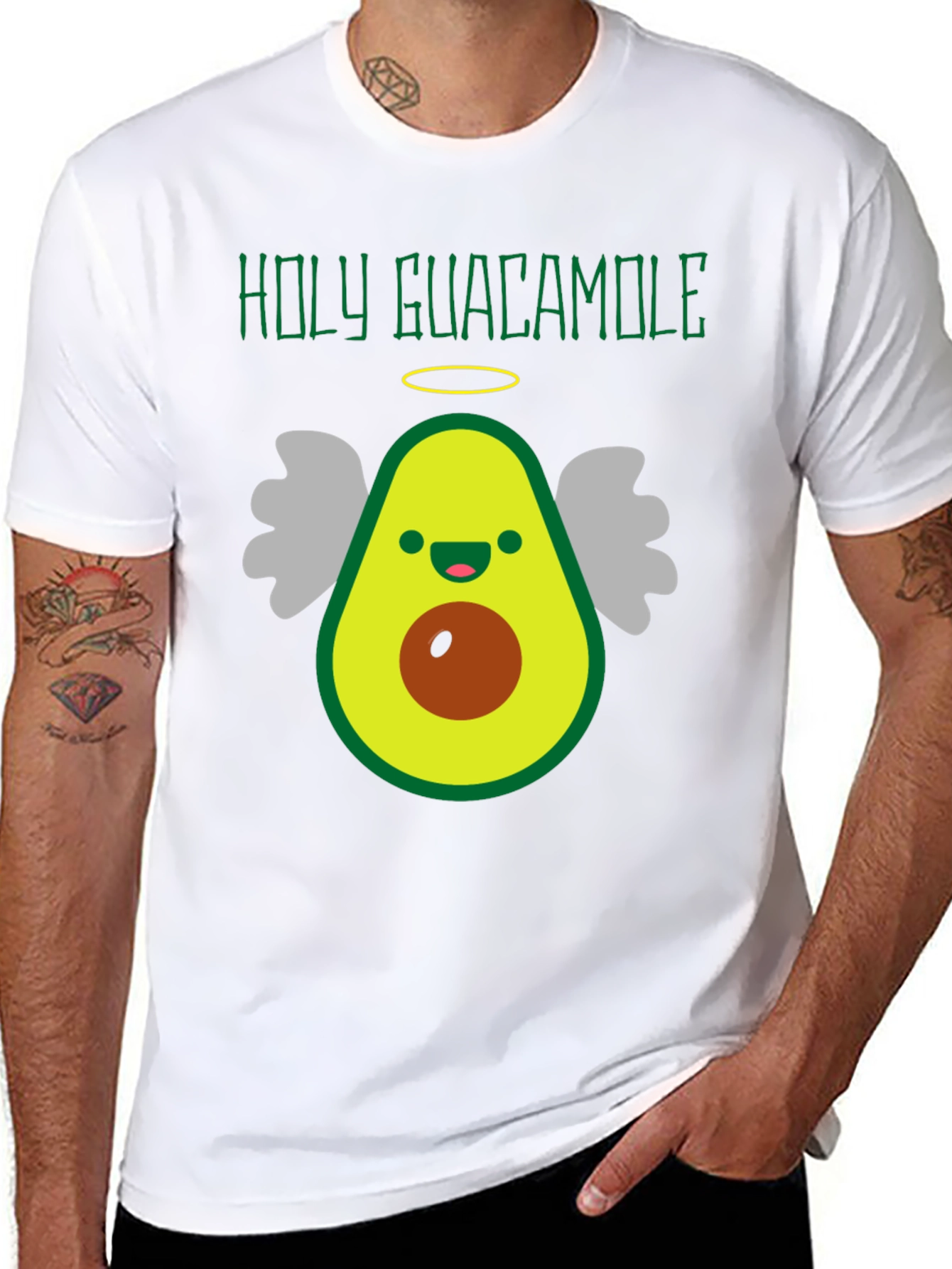 Holy Guacamole Funny Avocado Angel Graphic Tee