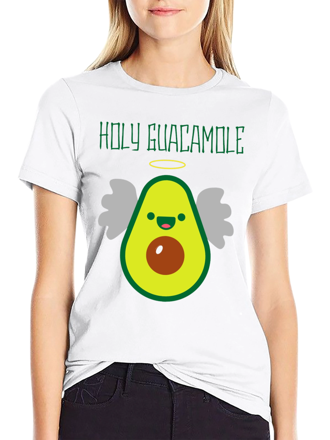 Holy Guacamole Funny Avocado Angel Graphic Tee