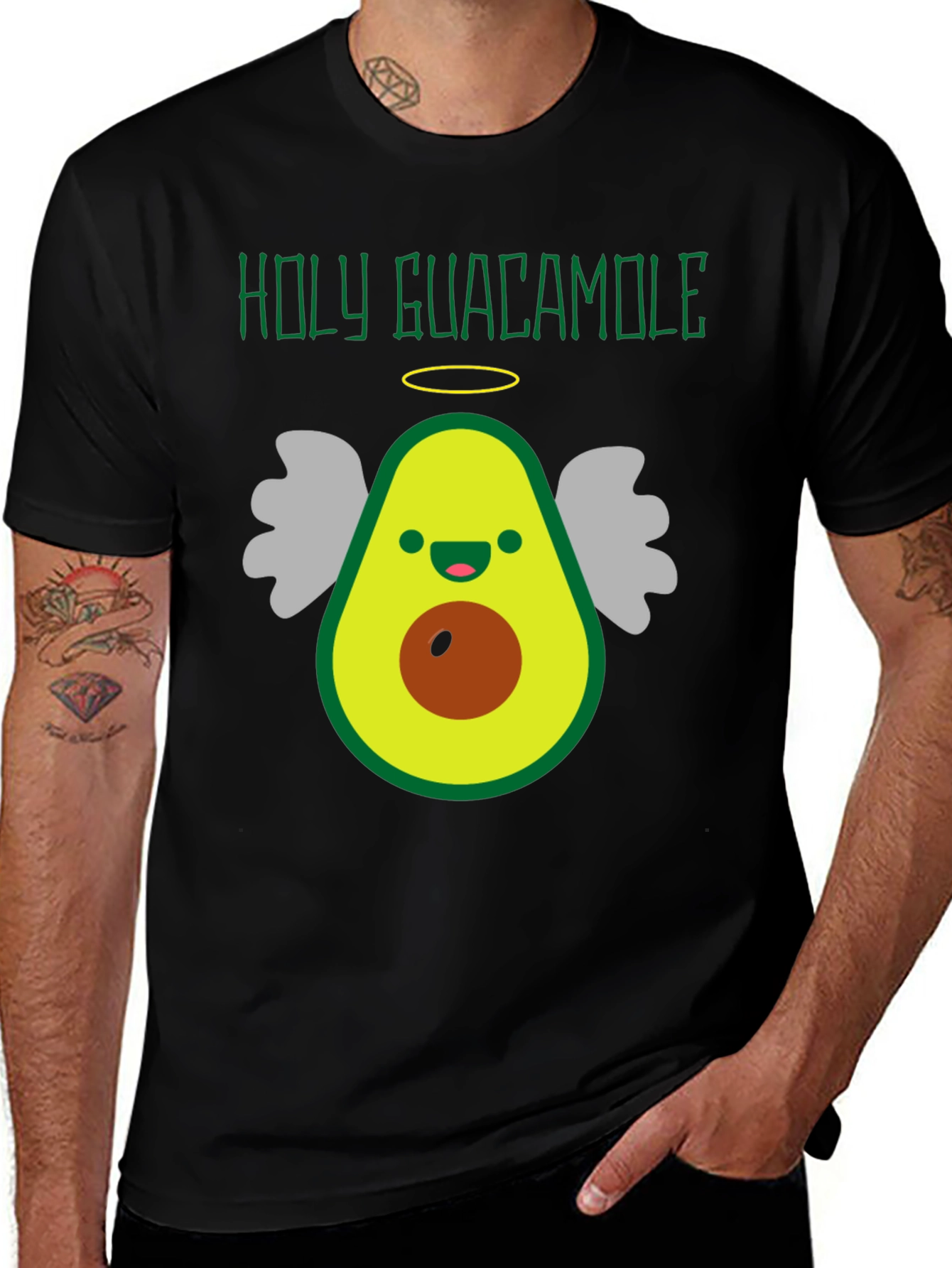 Holy Guacamole Funny Avocado Angel Graphic Tee