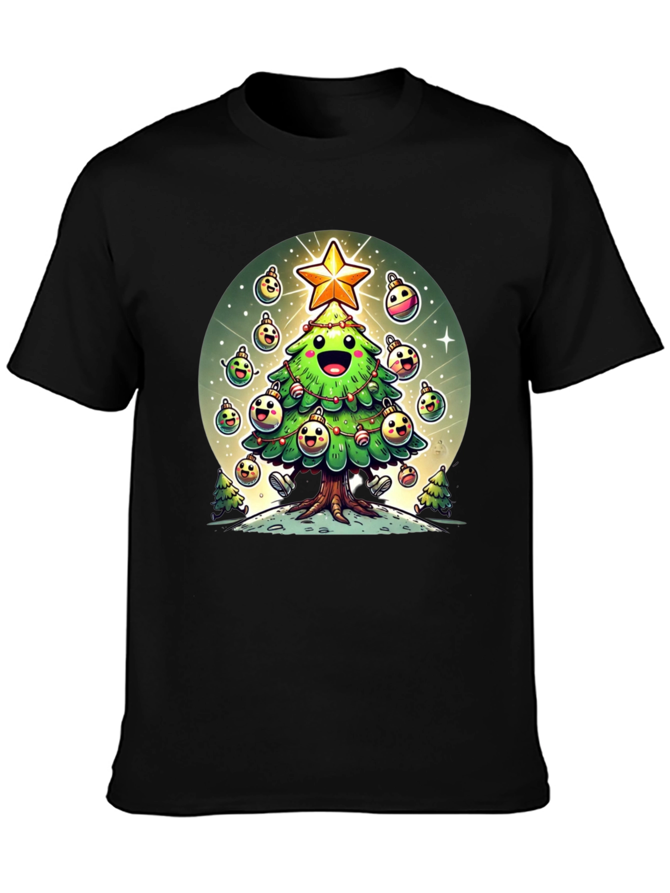 Festive Christmas Tree Graphic Tee - Holiday Cheer