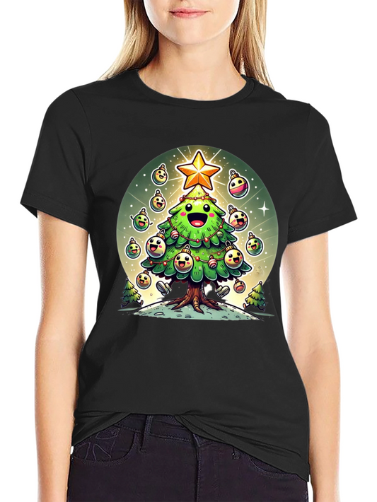 Festive Christmas Tree Graphic Tee - Holiday Cheer