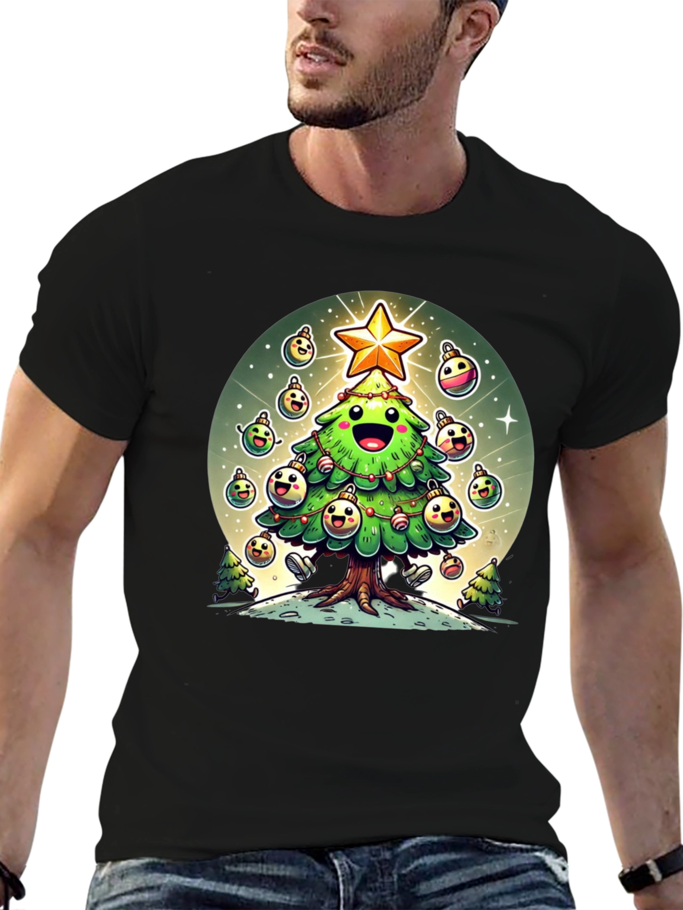 Festive Christmas Tree Graphic Tee - Holiday Cheer