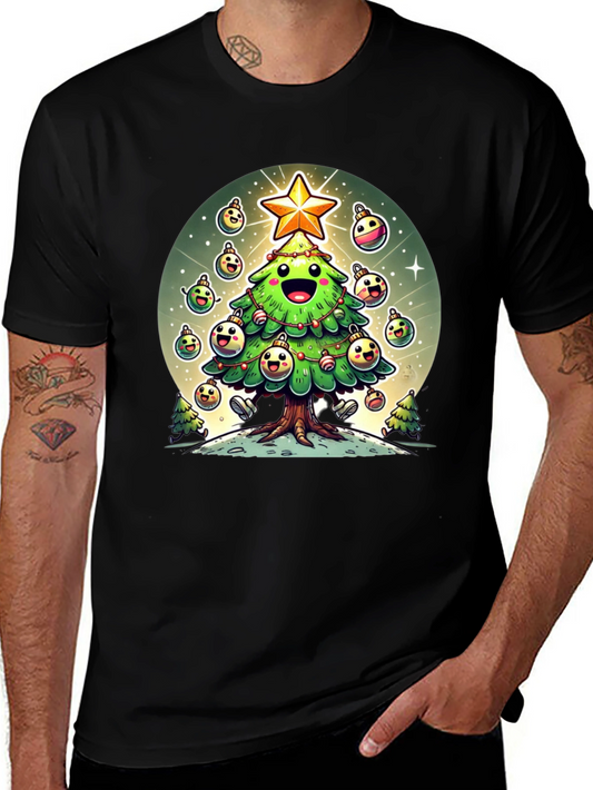 Festive Christmas Tree Graphic Tee - Holiday Cheer