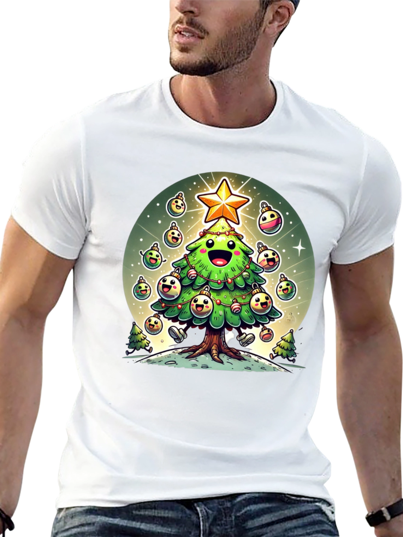 Festive Christmas Tree Graphic Tee - Holiday Cheer