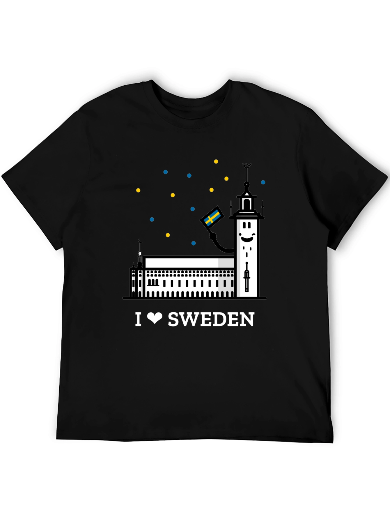 I Love Sweden Black T-Shirt
