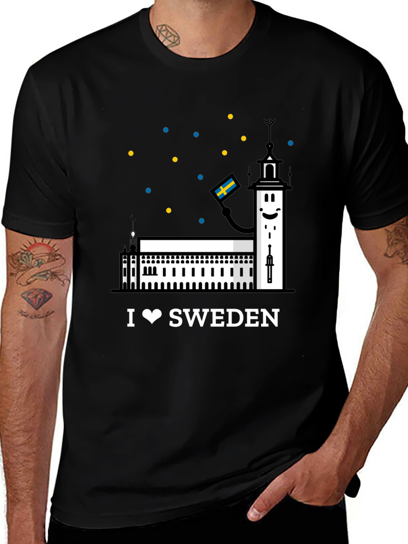 I Love Sweden Black T-Shirt