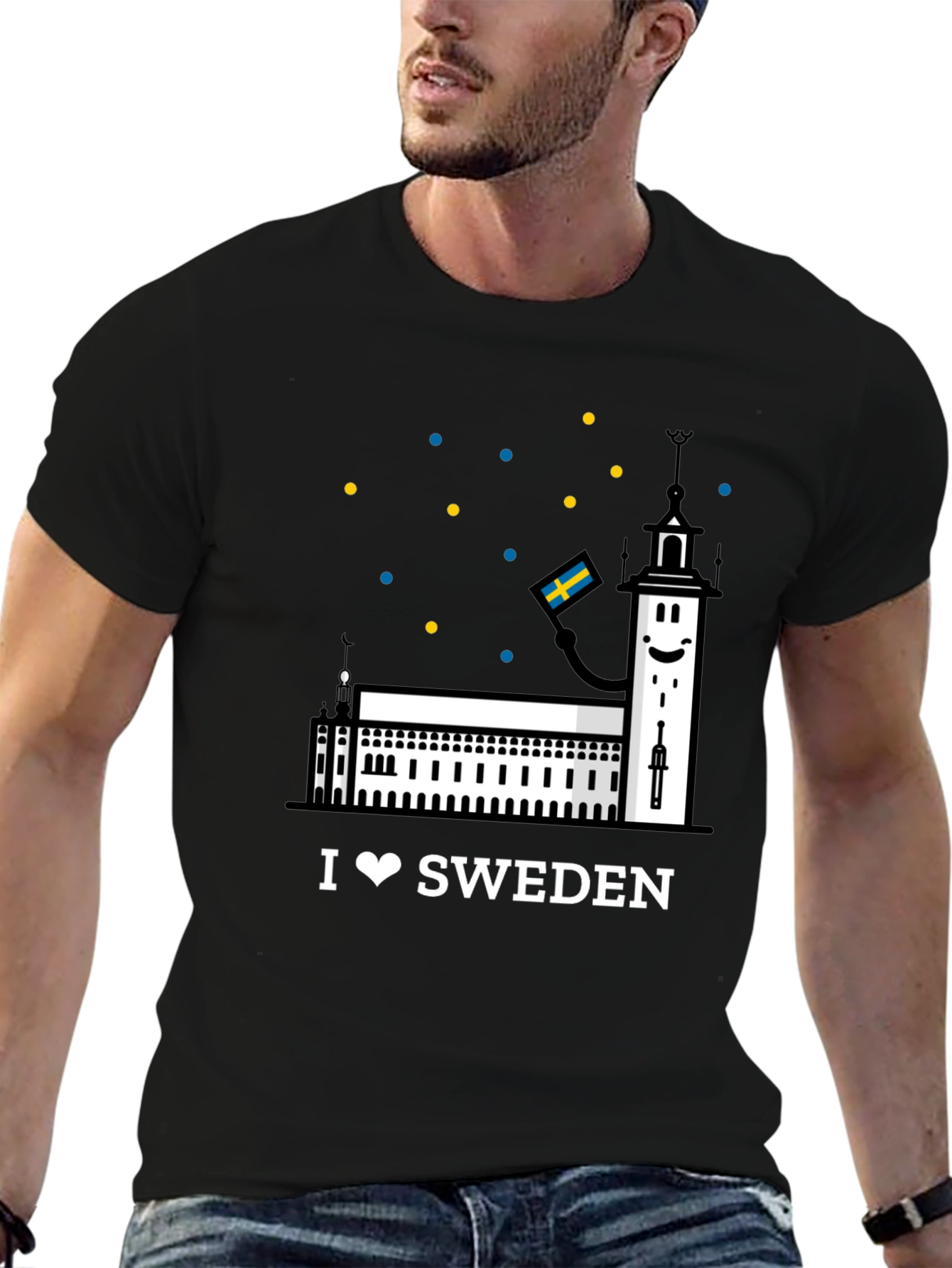 I Love Sweden Black T-Shirt