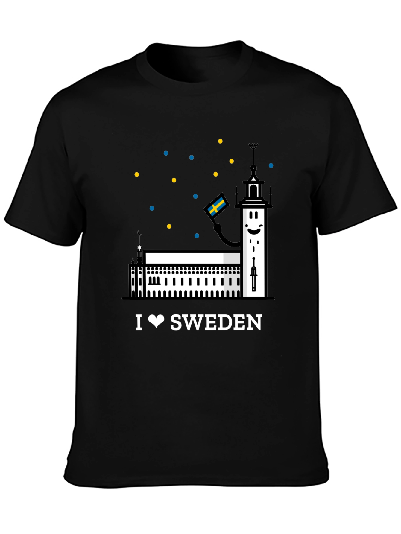 I Love Sweden Black T-Shirt