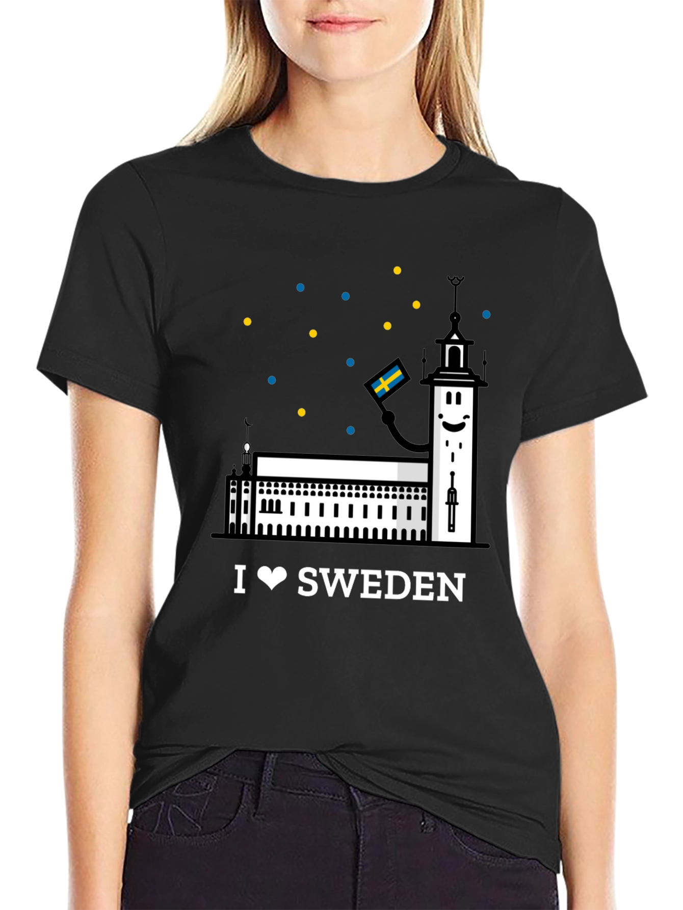 I Love Sweden Black T-Shirt