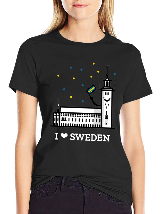 I Love Sweden Black T-Shirt