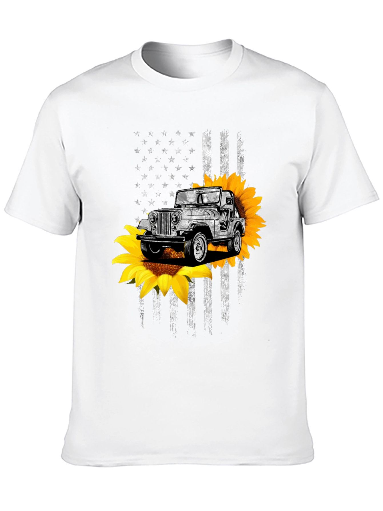 American Flag Jeep Sunflower Graphic Tee