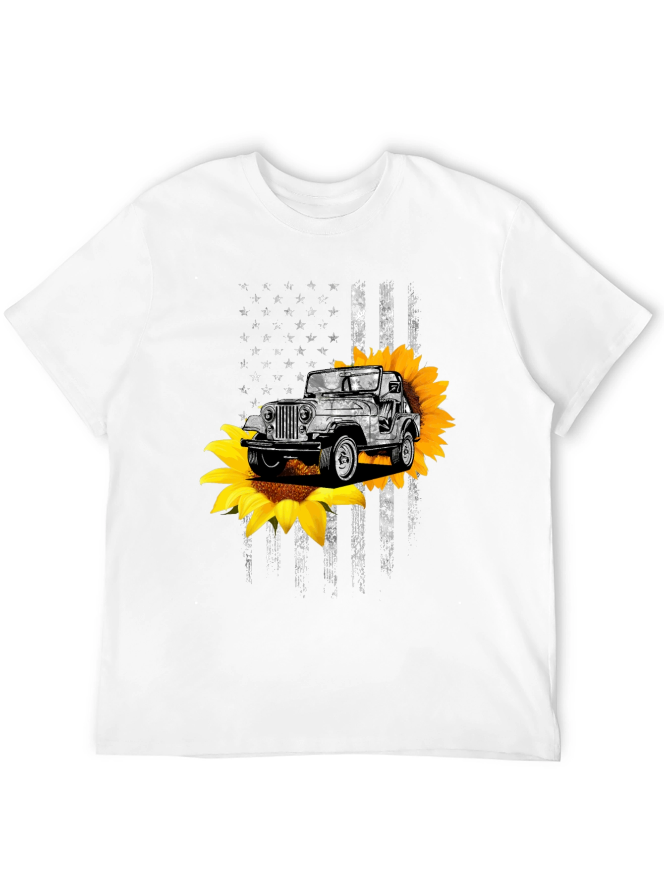 American Flag Jeep Sunflower Graphic Tee