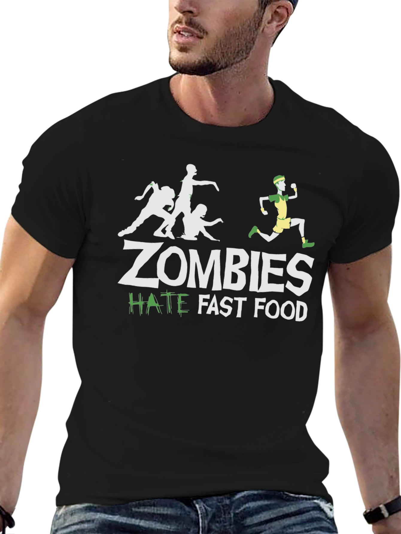 Zombies Hate Fast Food Funny Graphic T-Shirt