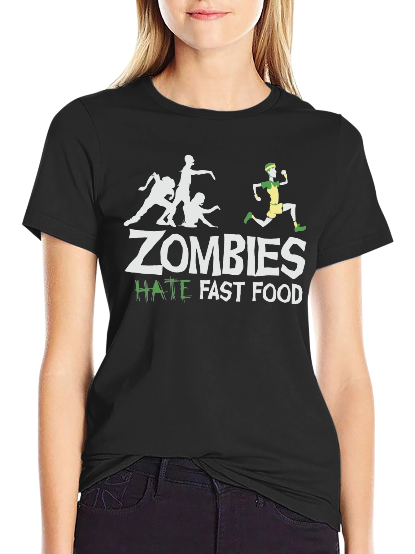 Zombies Hate Fast Food Funny Graphic T-Shirt