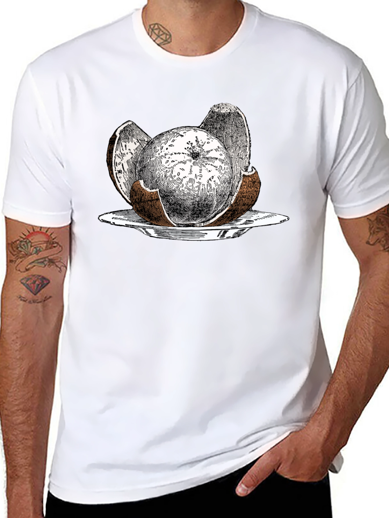 Coconut Graphic Tee - Quirky Tropical Fruit Design