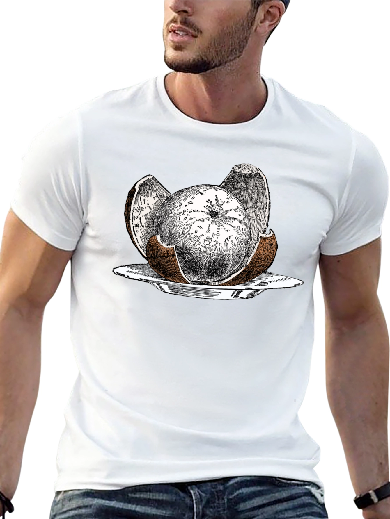 Coconut Graphic Tee - Quirky Tropical Fruit Design