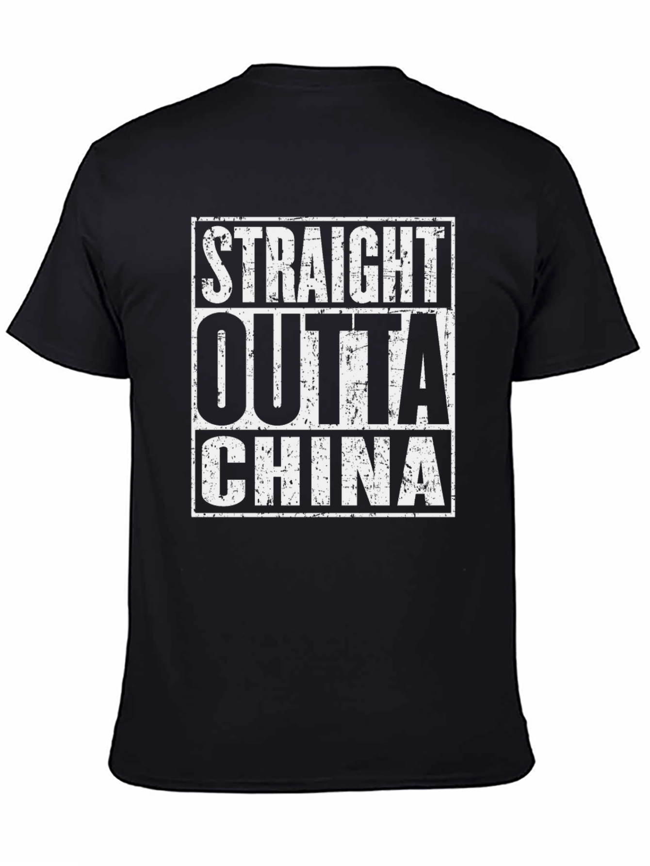 Straight Outta China Graphic Tee - Black Cotton T-Shirt