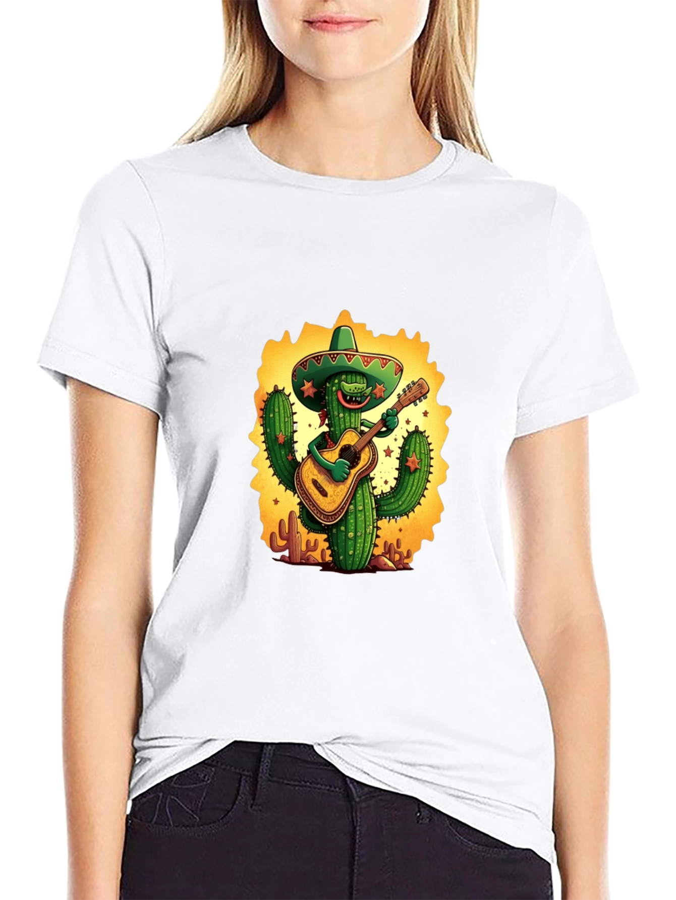Cactus Guitarist Graphic Tee - Black T-Shirt