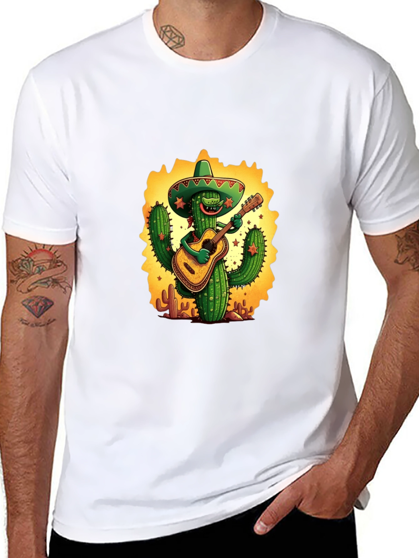 Cactus Guitarist Graphic Tee - Black T-Shirt