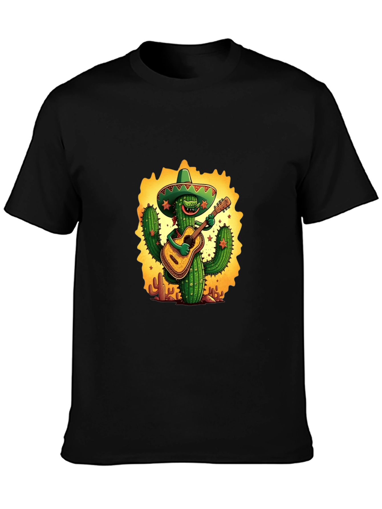 Cactus Guitarist Graphic Tee - Black T-Shirt