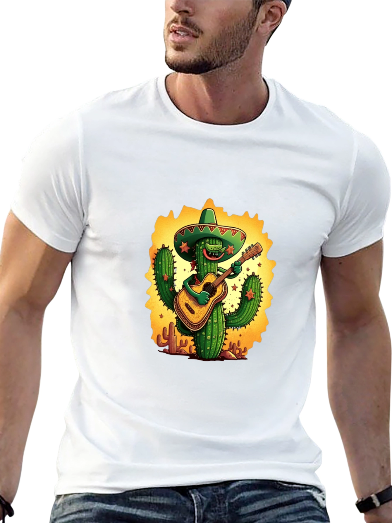 Cactus Guitarist Graphic Tee - Black T-Shirt