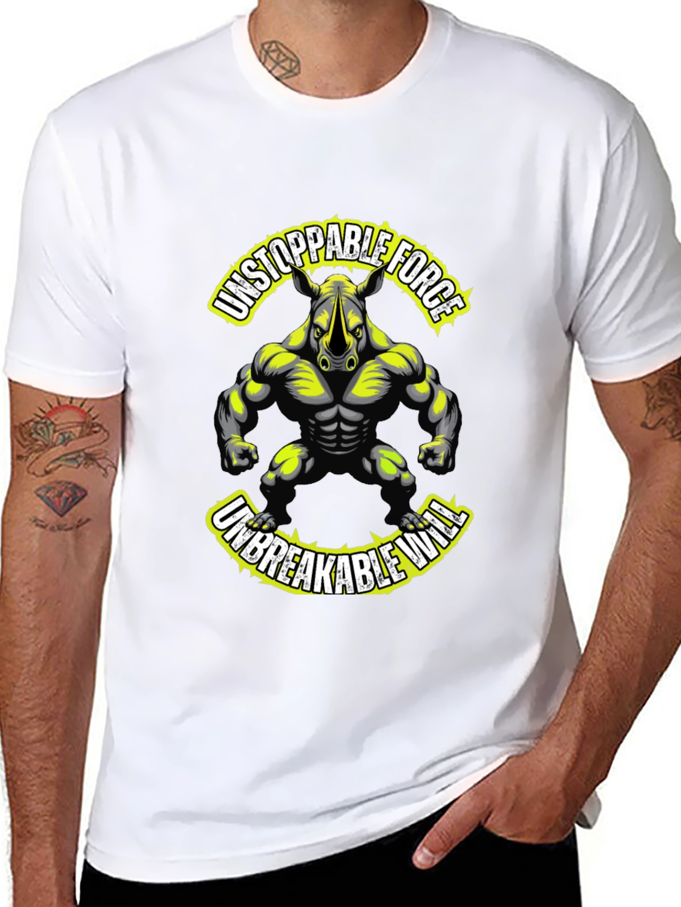Unstoppable Force Rhino Graphic Tee - Black