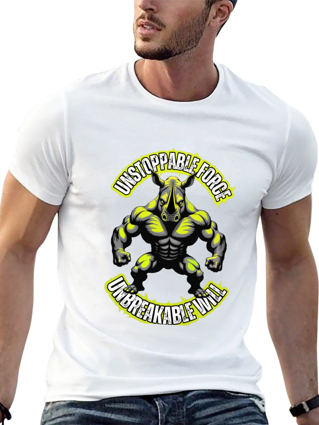 Unstoppable Force Rhino Graphic Tee - Black