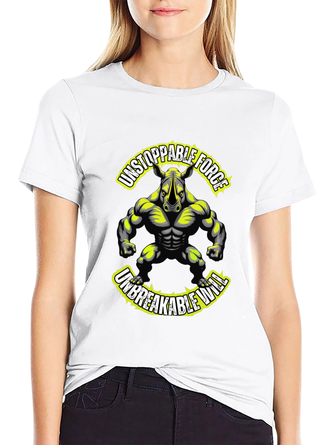 Unstoppable Force Rhino Graphic Tee - Black