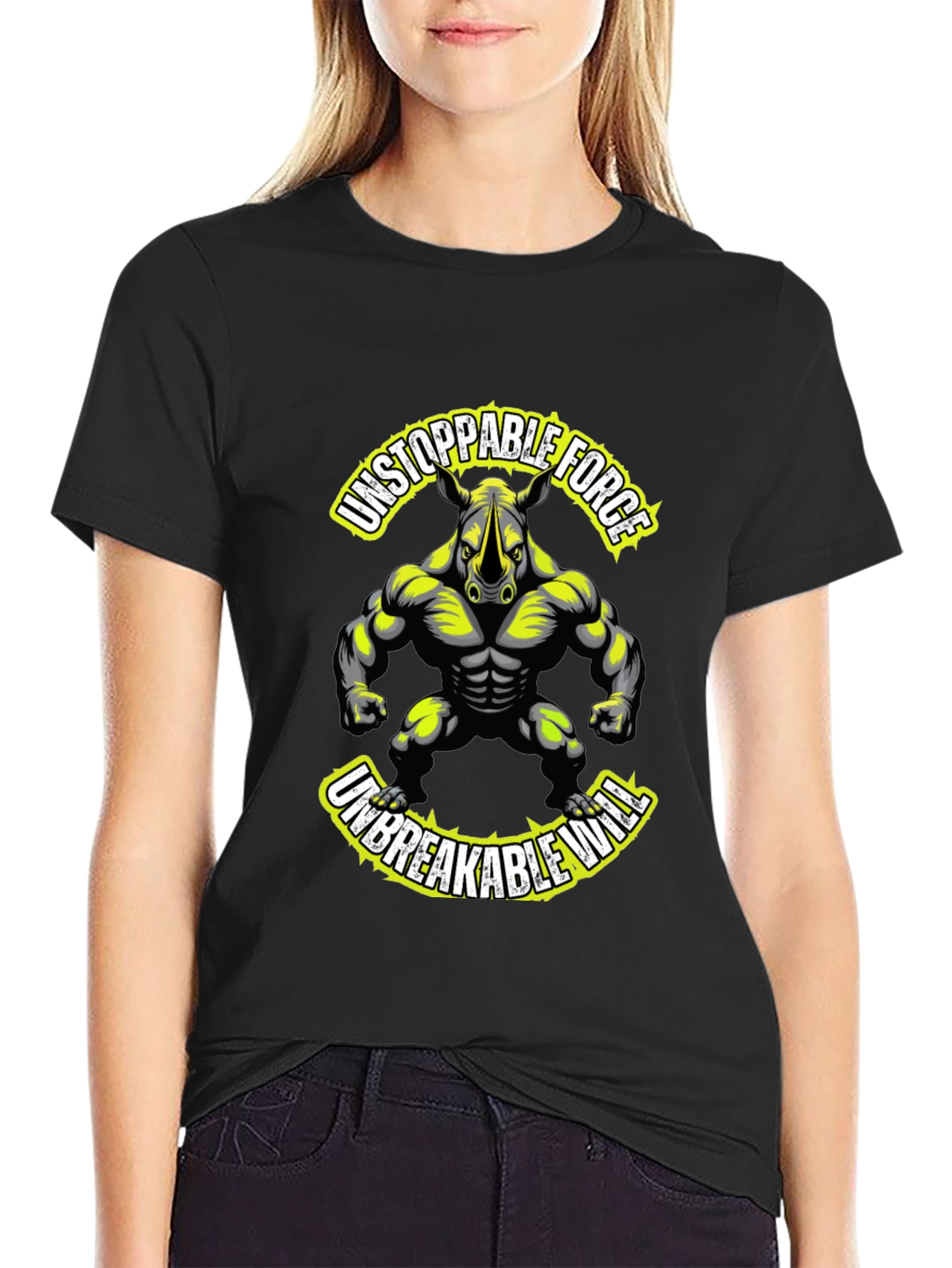 Unstoppable Force Rhino Graphic Tee - Black