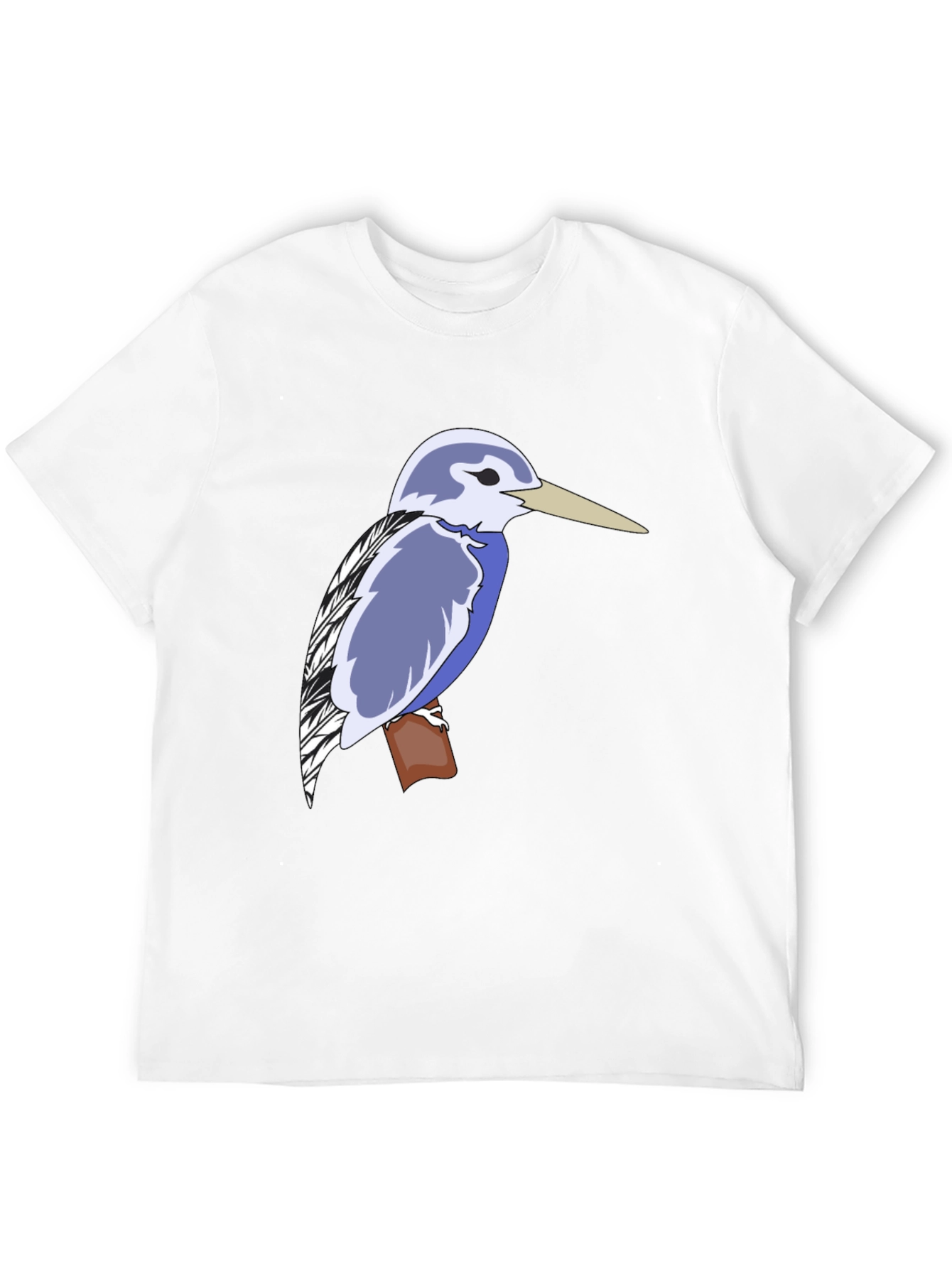 Kingfisher Bird Graphic Tee - Black Cotton T-Shirt