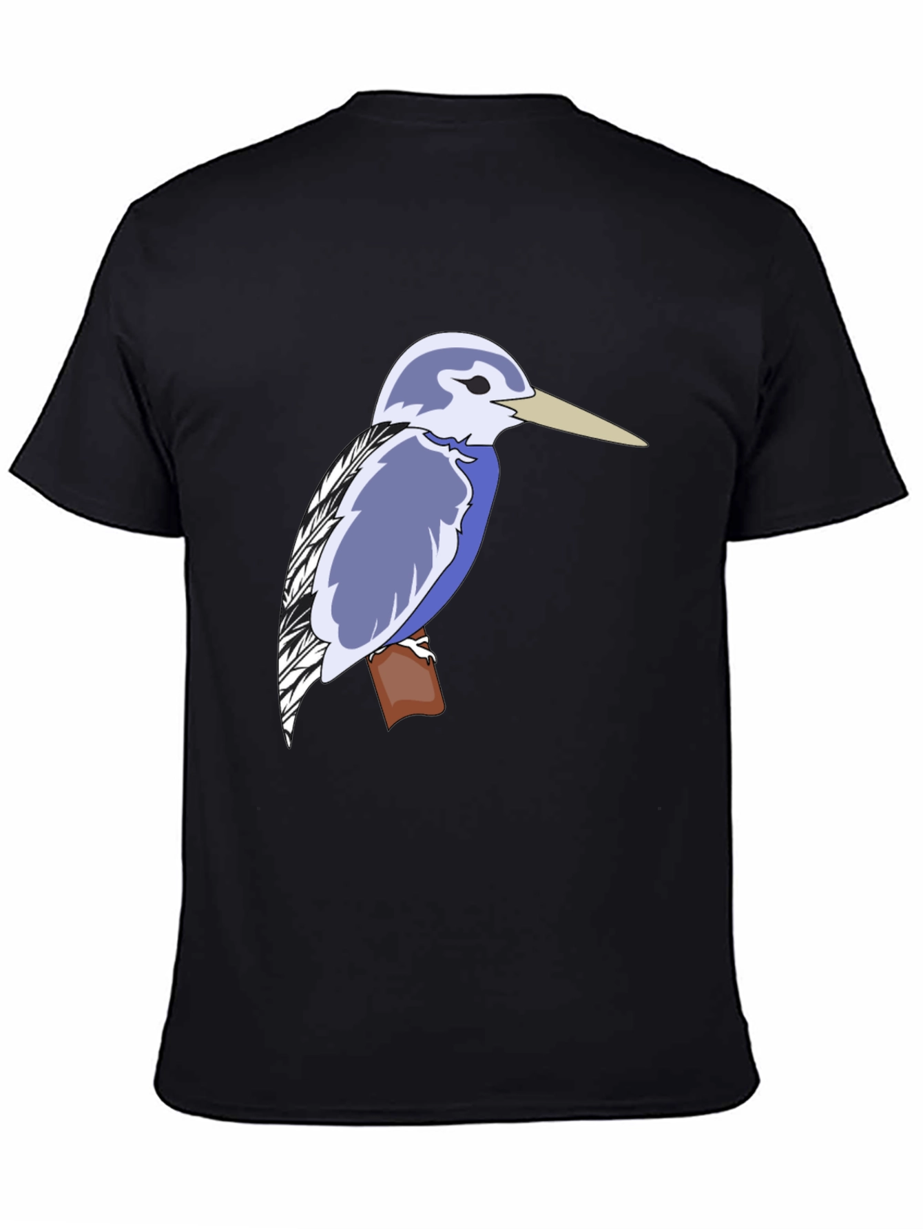 Kingfisher Bird Graphic Tee - Black Cotton T-Shirt