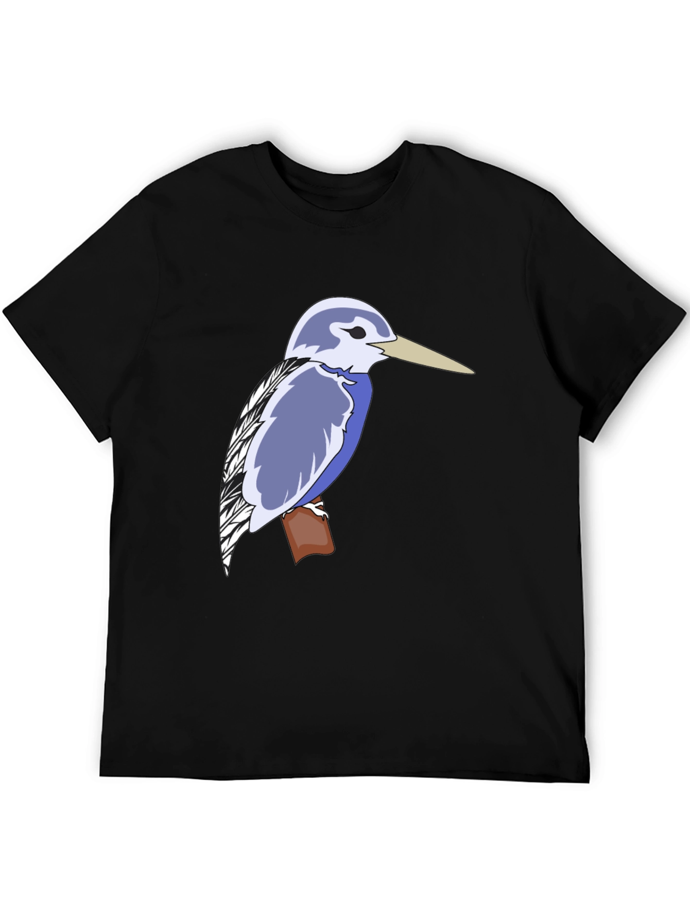 Kingfisher Bird Graphic Tee - Black Cotton T-Shirt