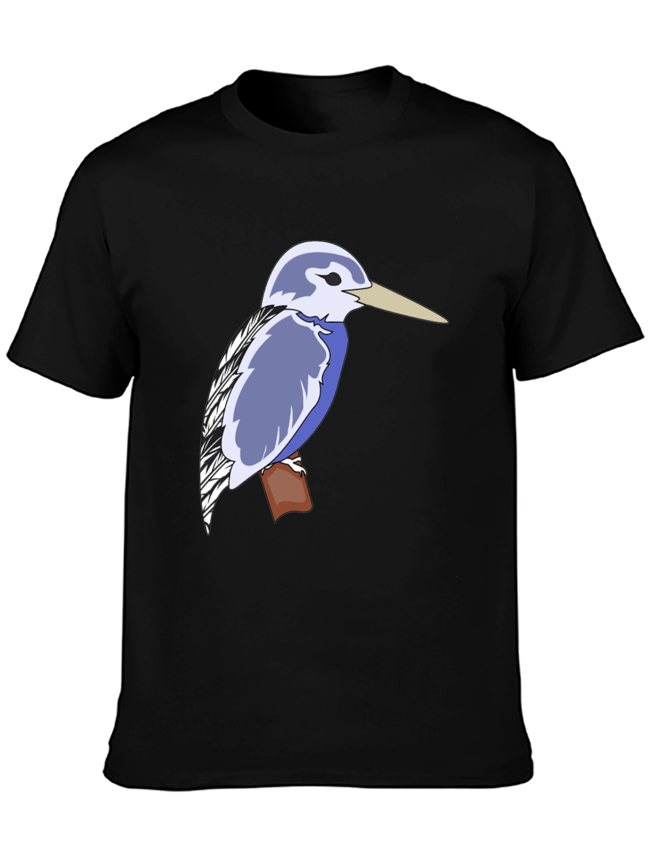Kingfisher Bird Graphic Tee - Black Cotton T-Shirt