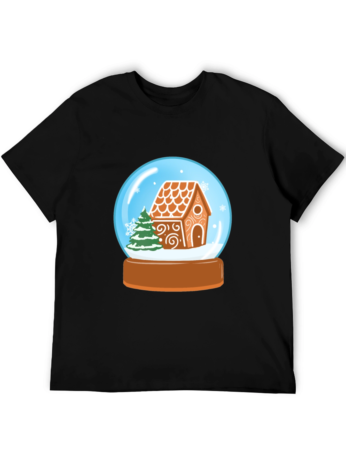 Festive Gingerbread House Snow Globe Graphic Tee