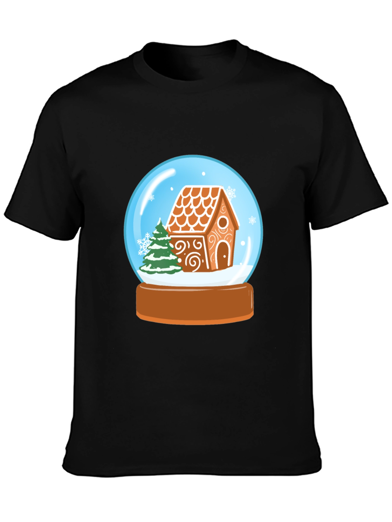 Festive Gingerbread House Snow Globe Graphic Tee